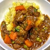 Bonsai mukimo and beef stew
